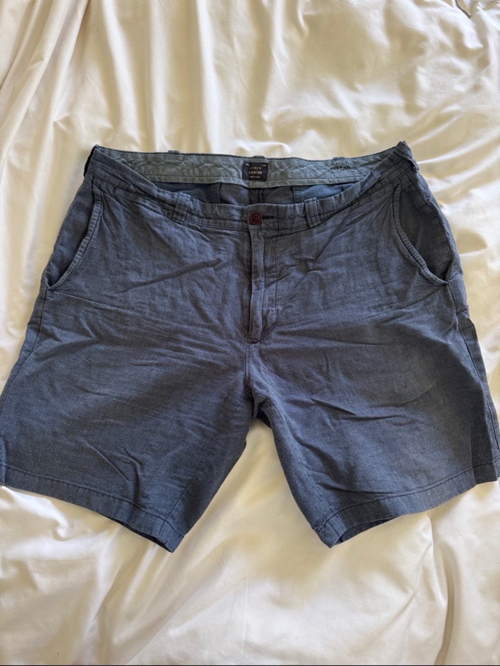 J. Crew Men's Slate Blue Flat Front Cotton-Linen Shorts